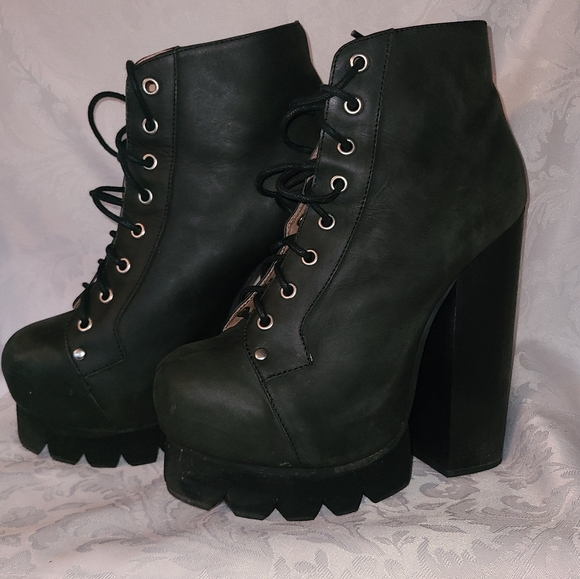 Jeffrey Campbell Shoes - JEFFREY CAMPBELL || Black Leather NOLA Platform boots size 10M